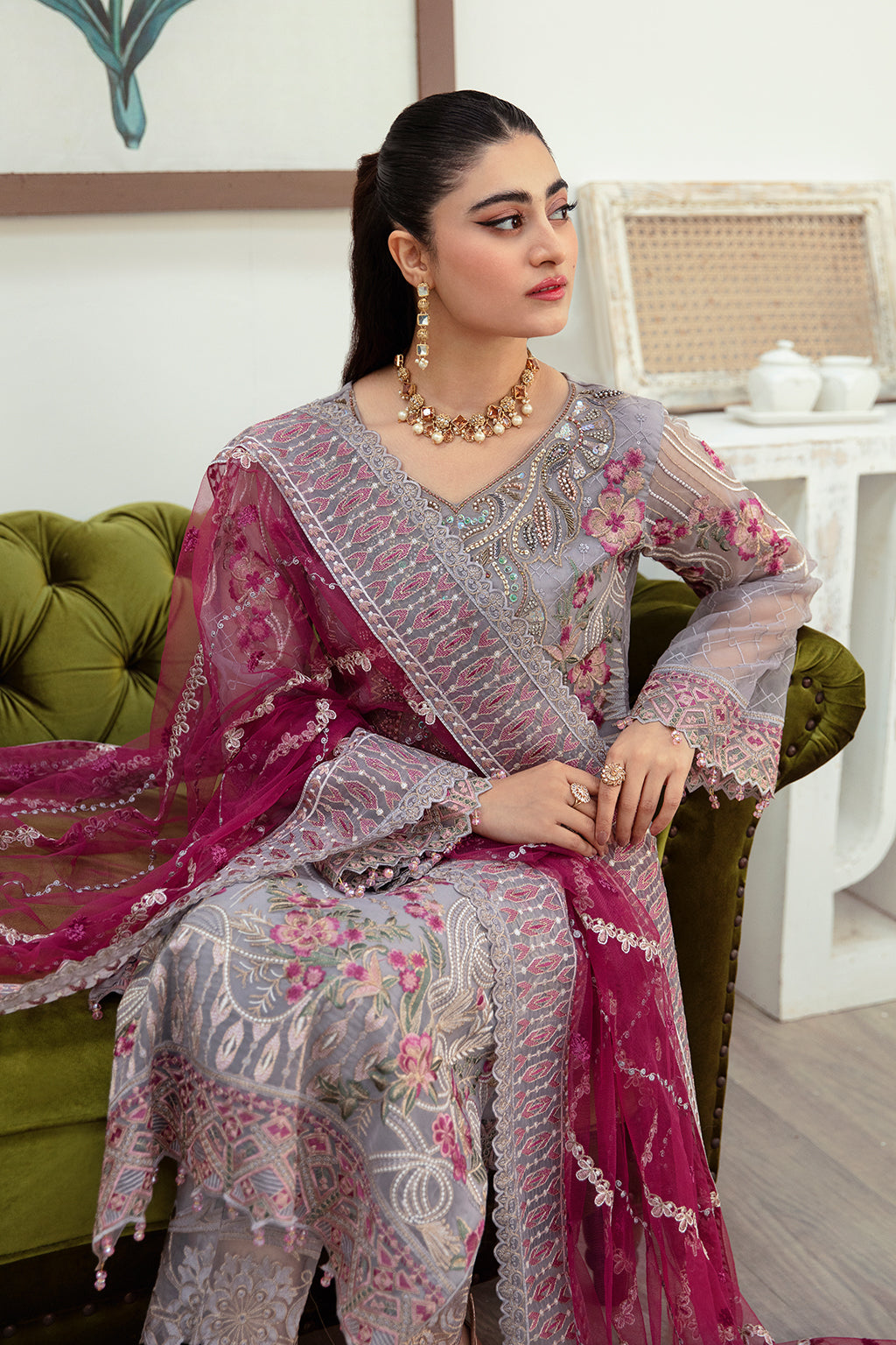 Ramsha | Minhal Organza Collection | M-1008 - by - Libasekhas UK - Registered Vendor of : Ramsha - 100% Original Designer Dresss