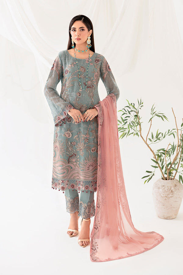Ramsha | Rangoon Chiffon Collection 24 | D-1010 - by - Libasekhas UK - Registered Vendor of : Ramsha - 100% Original Designer Dresss