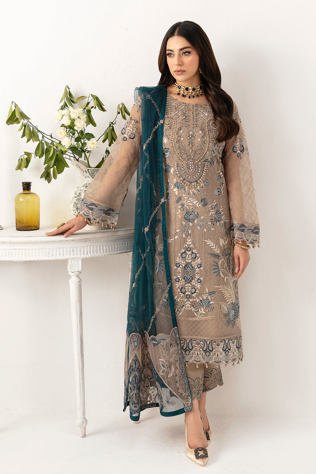 Ramsha | Minhal Organza Collection | M-1106 - by - Libasekhas UK - Registered Vendor of : Ramsha - 100% Original Designer Dresss