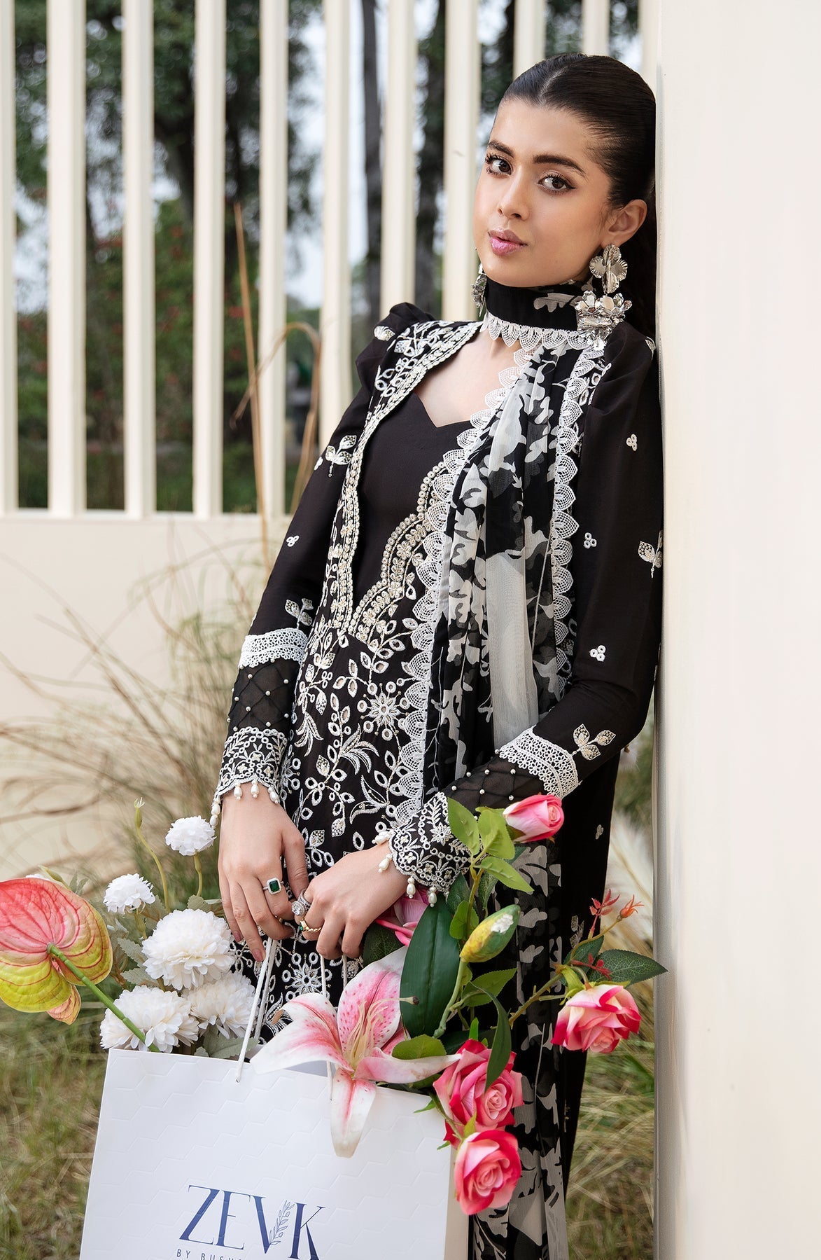 Zevk | Flora Festive Lawn | DUSK - by - Libasekhas UK - Registered Vendor of : Zevk - 100% Original Designer Dresss
