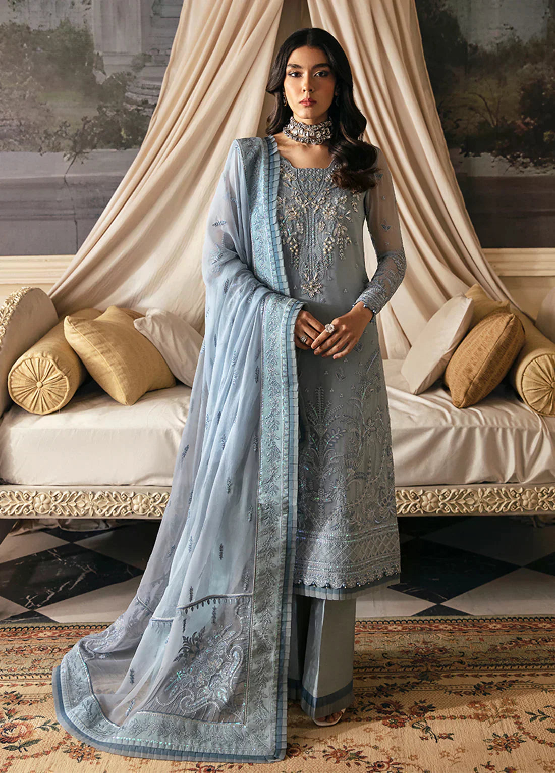 Gulaal | Embroidered Chiffon 23 | Zuria - by - Libasekhas UK - Registered Vendor of : Gulaal - 100% Original Designer Dresss