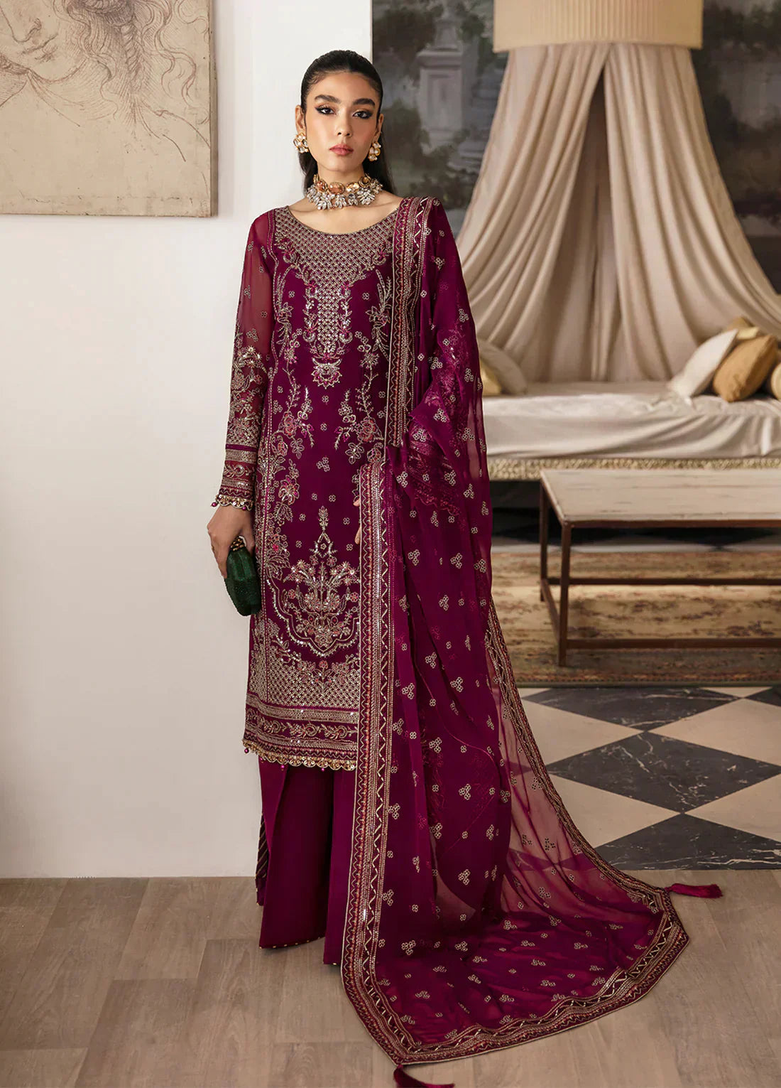 Gulaal | Embroidered Chiffon 23 | AYSA GL-EC-23V1-07 - by - Libasekhas UK - Registered Vendor of : Gulaal - 100% Original Designer Dresss