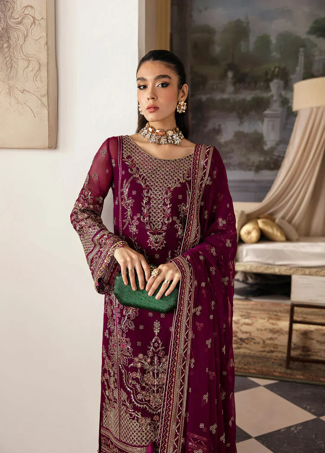 Gulaal | Embroidered Chiffon 23 | AYSA GL-EC-23V1-07 - by - Libasekhas UK - Registered Vendor of : Gulaal - 100% Original Designer Dresss