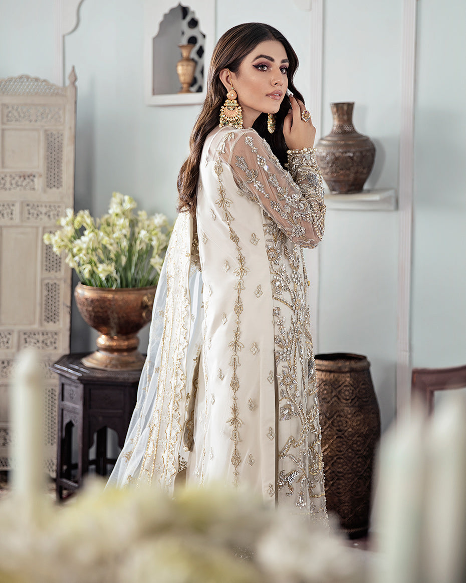 Gulaal | Wedding Formals | Mehr Embroidered Net 3-Piece Suit WS-19 - by - Libasekhas UK - Registered Vendor of : Gulaal - 100% Original Designer Dresss