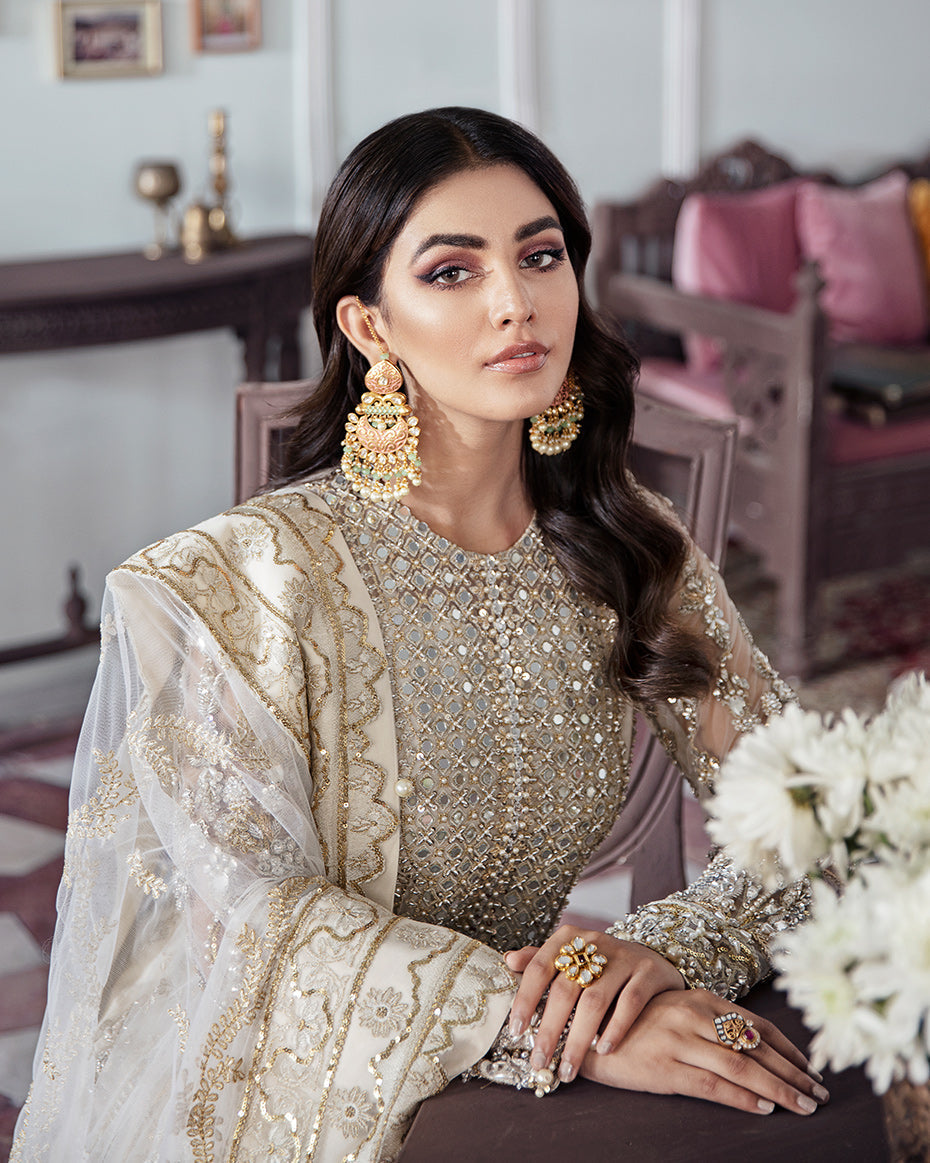 Gulaal | Wedding Formals | Mehr Embroidered Net 3-Piece Suit WS-19 - by - Libasekhas UK - Registered Vendor of : Gulaal - 100% Original Designer Dresss