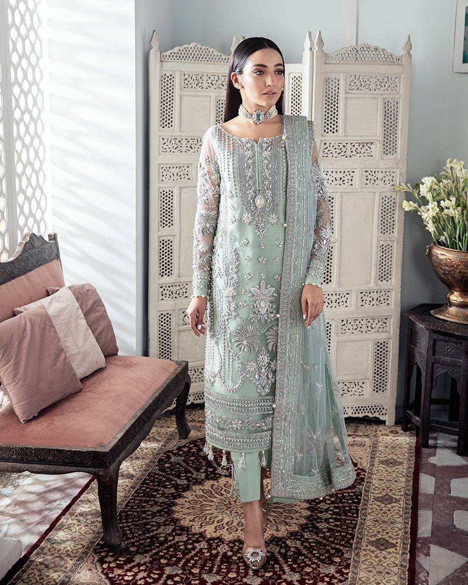 Gulaal | Wedding Formals | Zeba Embroidered Net 3-Piece Suit WS-21 - by - Libasekhas UK - Registered Vendor of : Gulaal - 100% Original Designer Dresss