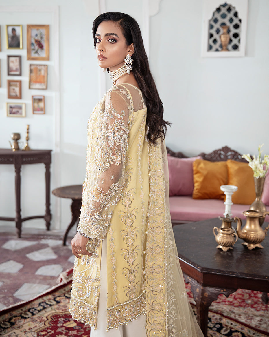 Gulaal | Wedding Formals | MAHJABEEN EMBROIDERED NET 3-PIECE SUIT WS-17 - by - Libasekhas UK - Registered Vendor of : Gulaal - 100% Original Designer Dresss