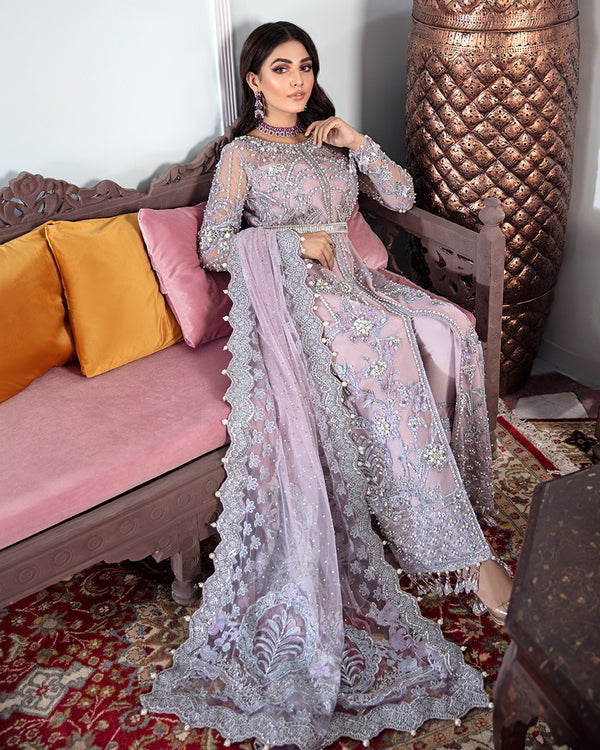 Gulaal | Wedding Formals | NAAZ EMBROIDERED NET 3-PIECE SUIT WS-09 - by - Libasekhas UK - Registered Vendor of : Gulaal - 100% Original Designer Dresss