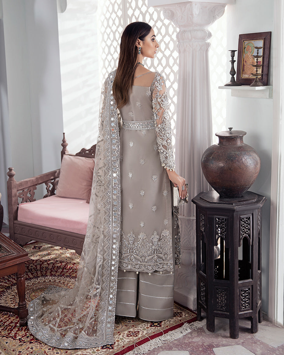 Gulaal | Wedding Formals | Gulnoor Embroidered Net 3-Piece Suit WS-18 - by - Libasekhas UK - Registered Vendor of : Gulaal - 100% Original Designer Dresss