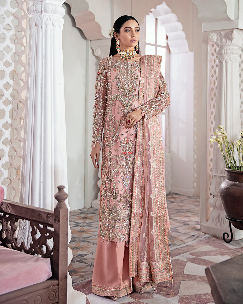 Gulaal | Wedding Formals | ARJUMAND EMBROIDERED NET 3-PIECE SUIT WS-15 - by - Libasekhas UK - Registered Vendor of : Gulaal - 100% Original Designer Dresss