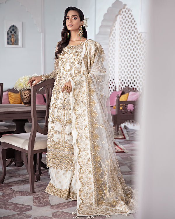 Gulaal | Wedding Formals | Shehnaz Embroidered Net 3-Piece Suit WS-11 - by - Libasekhas UK - Registered Vendor of : Gulaal - 100% Original Designer Dresss