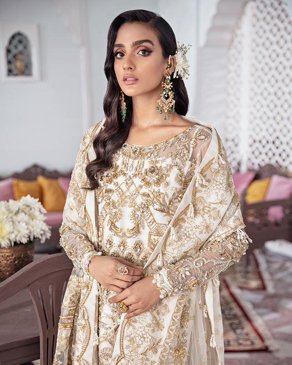 Gulaal | Wedding Formals | Shehnaz Embroidered Net 3-Piece Suit WS-11 - by - Libasekhas UK - Registered Vendor of : Gulaal - 100% Original Designer Dresss