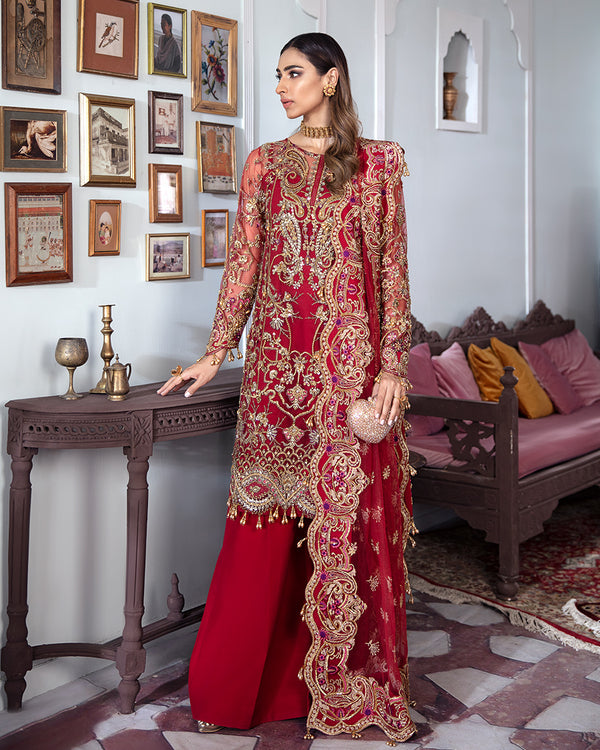 Gulaal | Wedding Formals | Tamanah Embroidered Net 3-Piece Suit WS-12 - by - Libasekhas UK - Registered Vendor of : Gulaal - 100% Original Designer Dresss