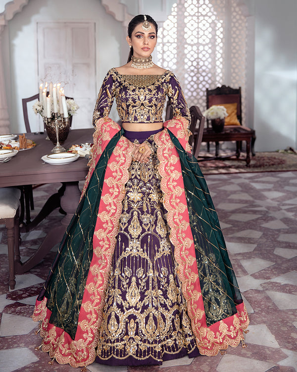 Gulaal | Wedding Formals | KEHKSHAN EMBROIDERED NET 3-PIECE SUIT WS-14 - by - Libasekhas UK - Registered Vendor of : Gulaal - 100% Original Designer Dresss