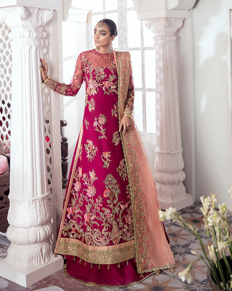 Gulaal | Wedding Formals | CHAMELI EMBROIDERED NET 3-PIECE SUIT WS-10 - by - Libasekhas UK - Registered Vendor of : Gulaal - 100% Original Designer Dresss