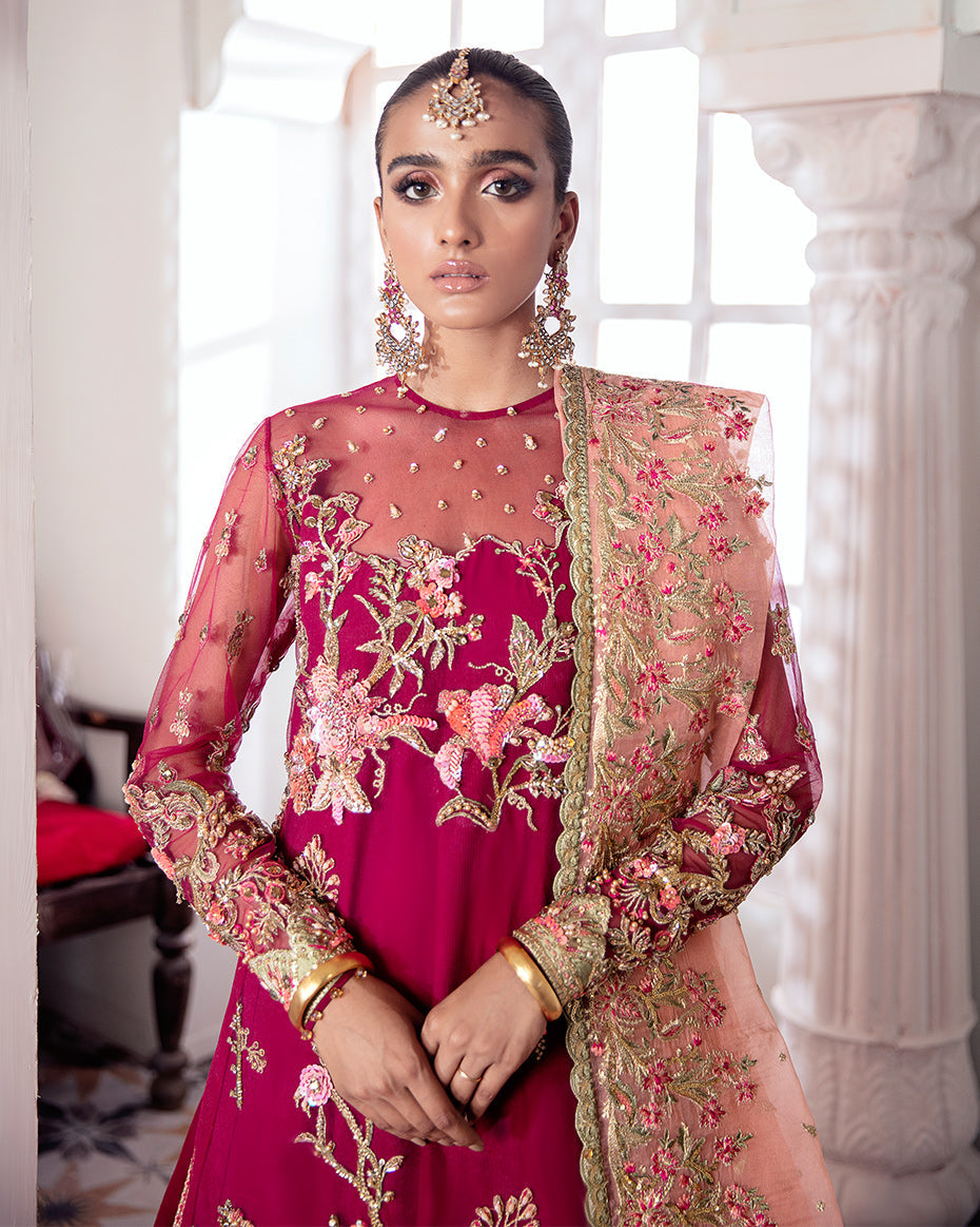 Gulaal | Wedding Formals | CHAMELI EMBROIDERED NET 3-PIECE SUIT WS-10 - by - Libasekhas UK - Registered Vendor of : Gulaal - 100% Original Designer Dresss