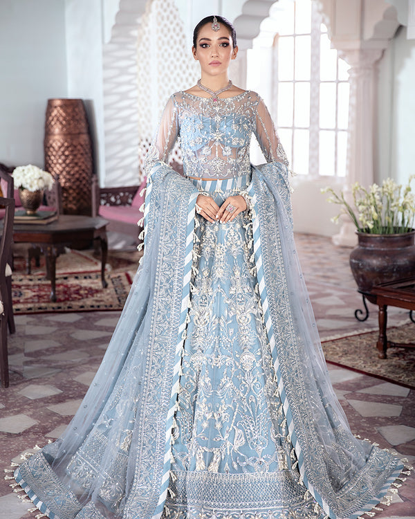 Gulaal | Wedding Formals | Mehnaaz Embroidered Net 3-Piece Suit WS-13 - by - Libasekhas UK - Registered Vendor of : Gulaal - 100% Original Designer Dresss