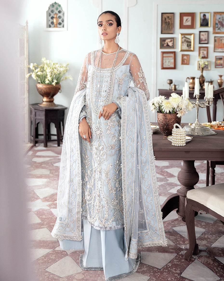 Gulaal | Wedding Formals | SAIKA EMBROIDERED NET 3-PIECE SUIT WS-20 - by - Libasekhas UK - Registered Vendor of : Gulaal - 100% Original Designer Dresss