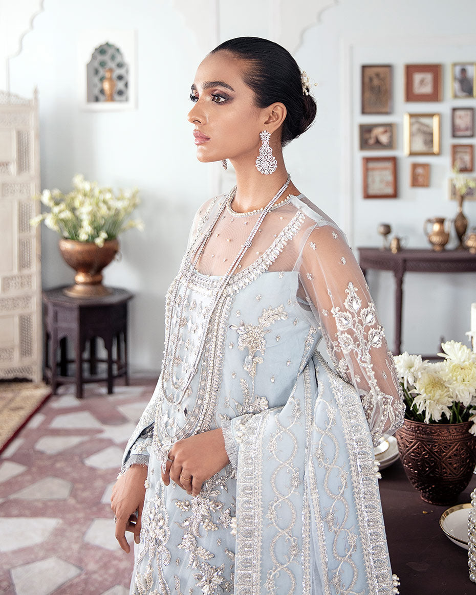 Gulaal | Wedding Formals | SAIKA EMBROIDERED NET 3-PIECE SUIT WS-20 - by - Libasekhas UK - Registered Vendor of : Gulaal - 100% Original Designer Dresss