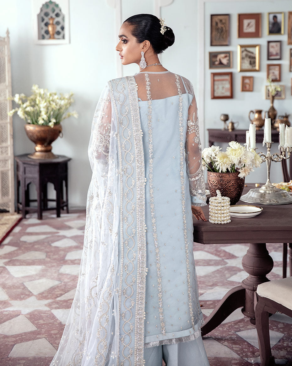 Gulaal | Wedding Formals | SAIKA EMBROIDERED NET 3-PIECE SUIT WS-20 - by - Libasekhas UK - Registered Vendor of : Gulaal - 100% Original Designer Dresss