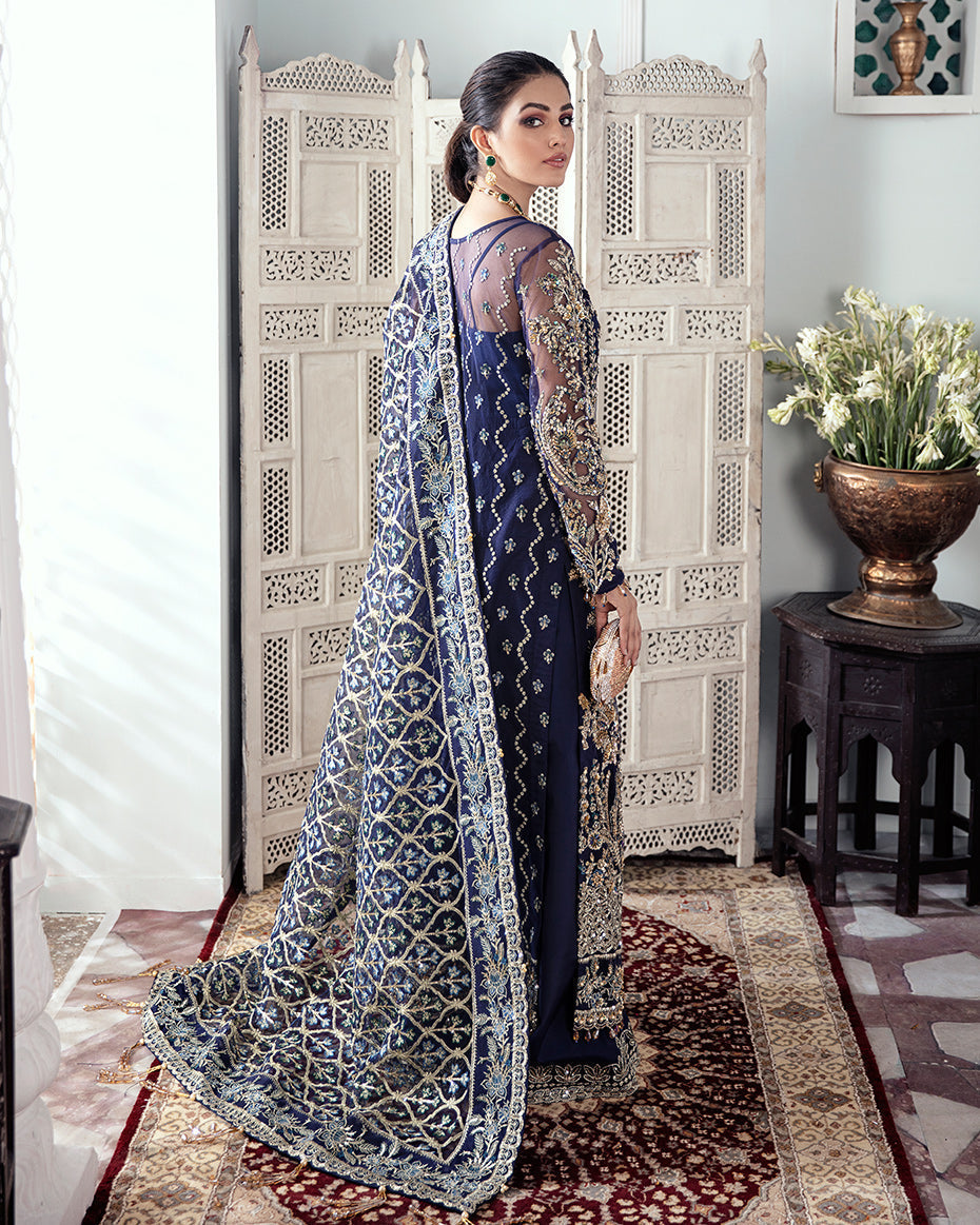 Gulaal | Wedding Formals | QAYINAAT EMBROIDERED NET 3-PIECE SUIT WS-16 - by - Libasekhas UK - Registered Vendor of : Gulaal - 100% Original Designer Dresss