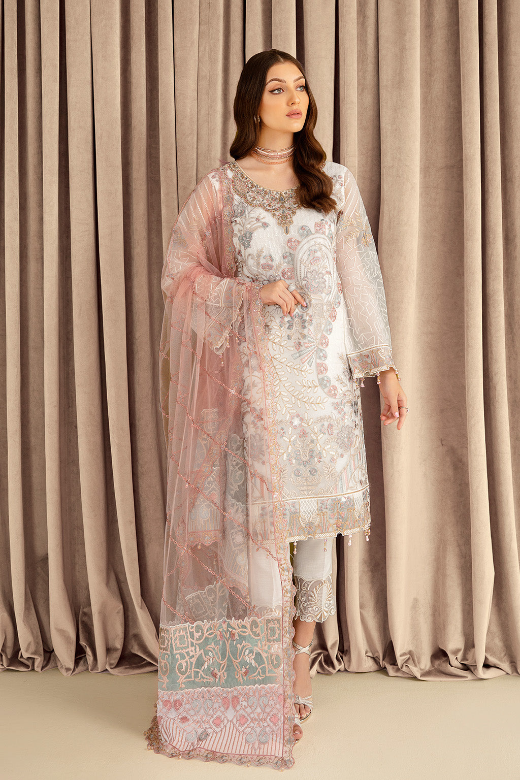 Ramsha | Minhal Organza Collection | M-707 - by - Libasekhas UK - Registered Vendor of : Ramsha - 100% Original Designer Dresss