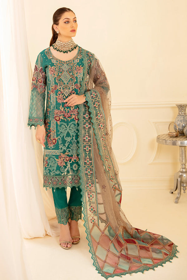 Ramsha | Minhal Organza Collection | M-708 - by - Libasekhas UK - Registered Vendor of : Ramsha - 100% Original Designer Dresss