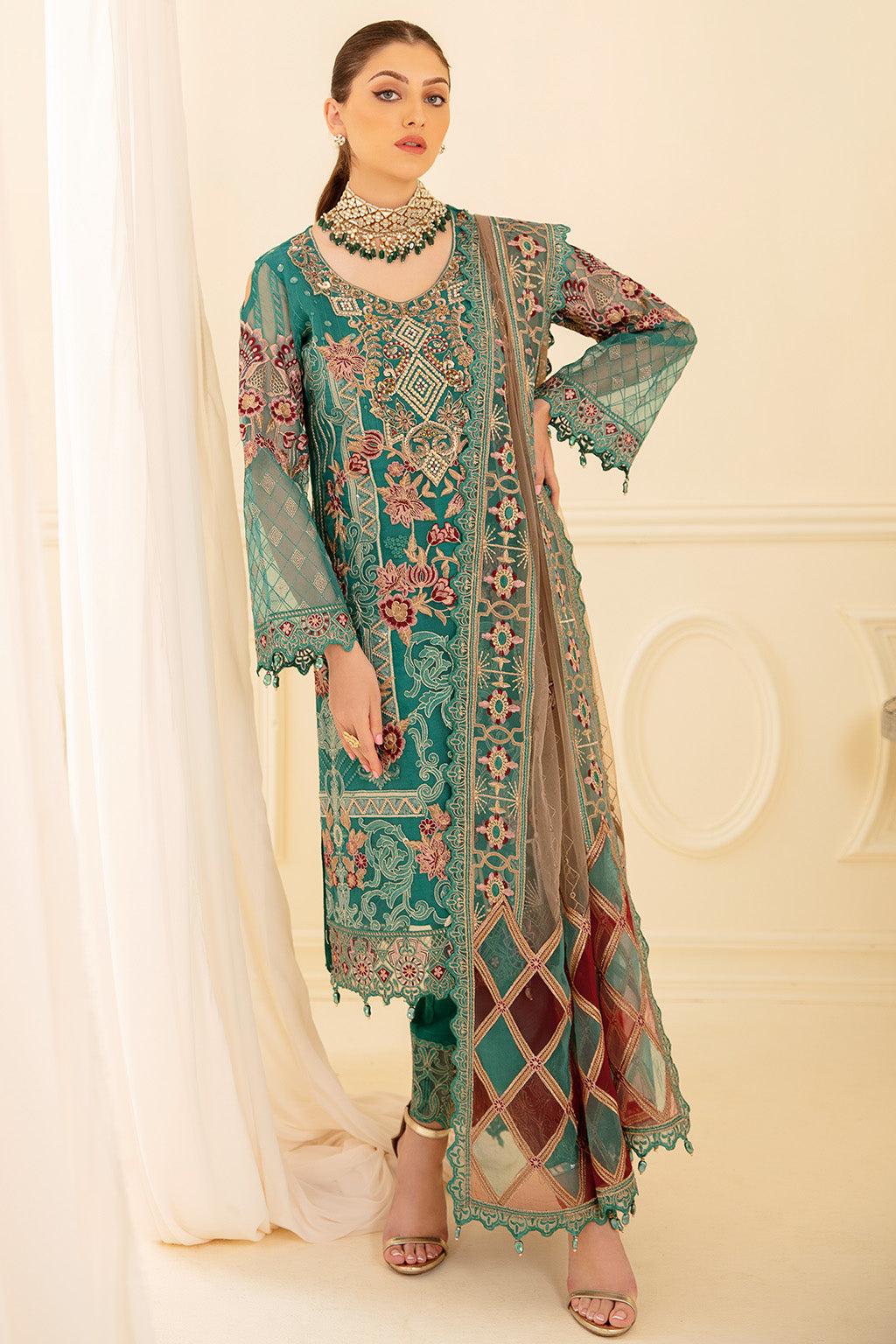 Ramsha | Minhal Organza Collection | M-708 - by - Libasekhas UK - Registered Vendor of : Ramsha - 100% Original Designer Dresss