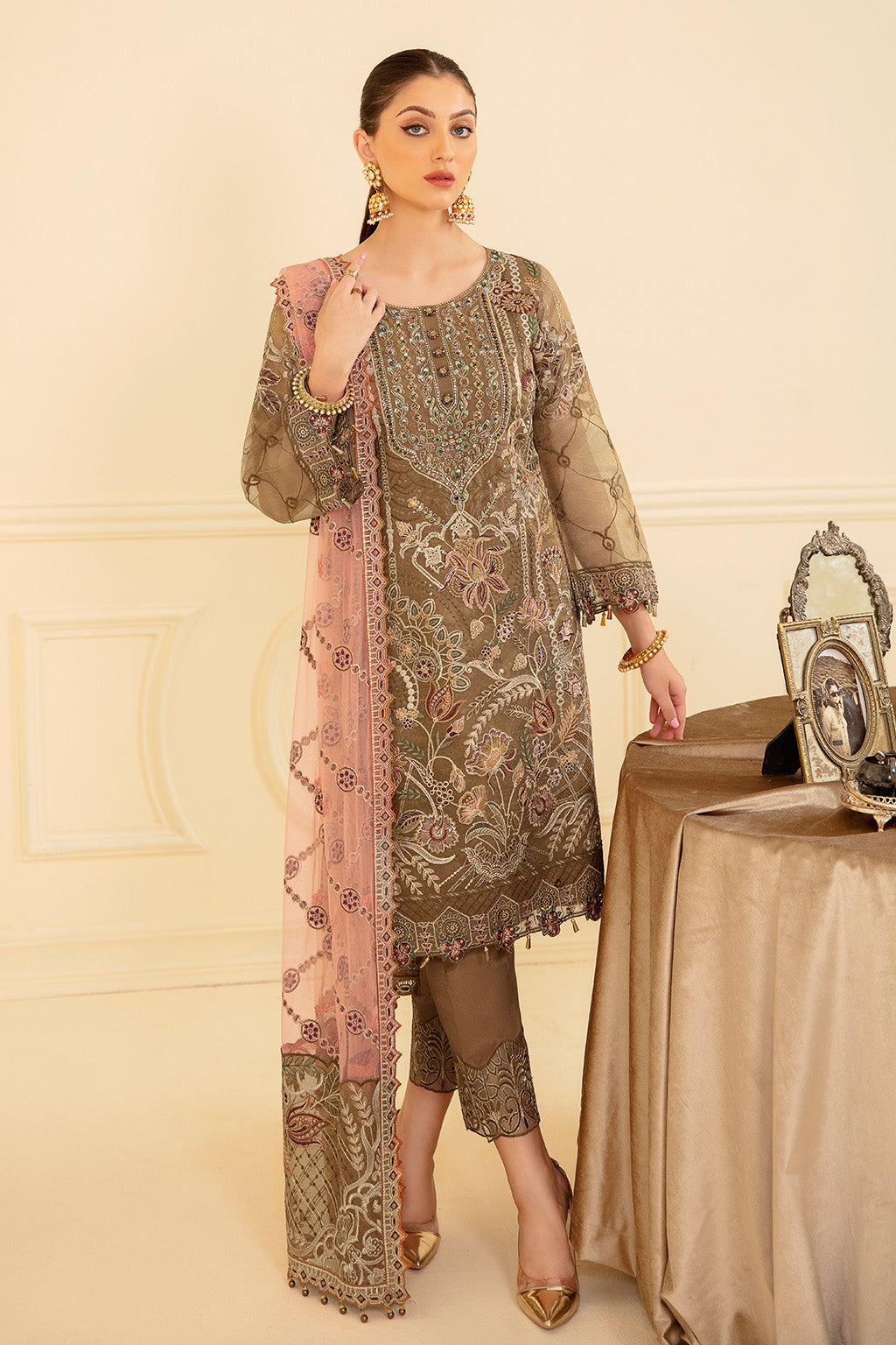Ramsha | Minhal Organza Collection | M-705 - by - Libasekhas UK - Registered Vendor of : Ramsha - 100% Original Designer Dresss
