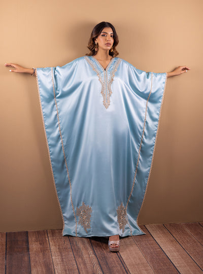 Zainab Chottani | The Kaftan Edit | Aqua Blossom - by Libasekhas UK - Registered Vendor of : Zainab Chottani - 100% Original Designer Dress