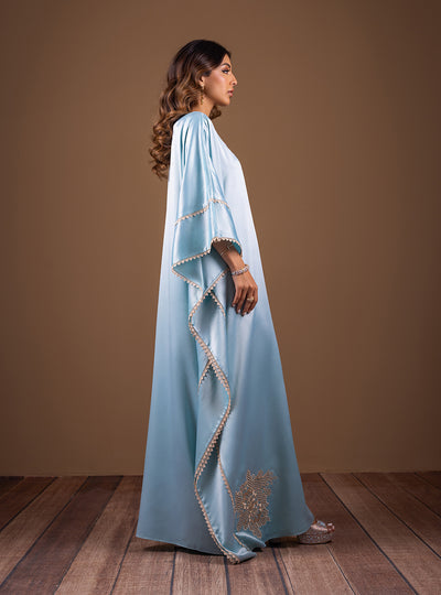 Zainab Chottani | The Kaftan Edit | Aqua Blossom - by Libasekhas UK - Registered Vendor of : Zainab Chottani - 100% Original Designer Dress