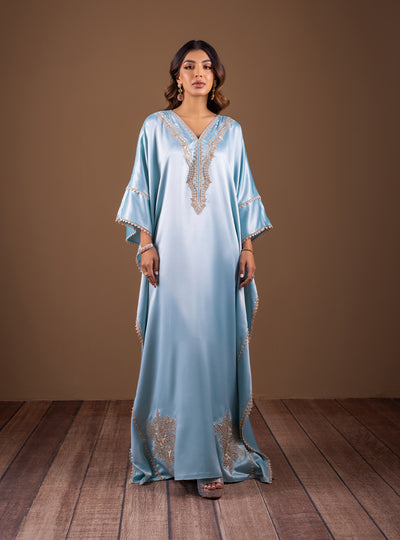 Zainab Chottani | The Kaftan Edit | Aqua Blossom - by Libasekhas UK - Registered Vendor of : Zainab Chottani - 100% Original Designer Dress