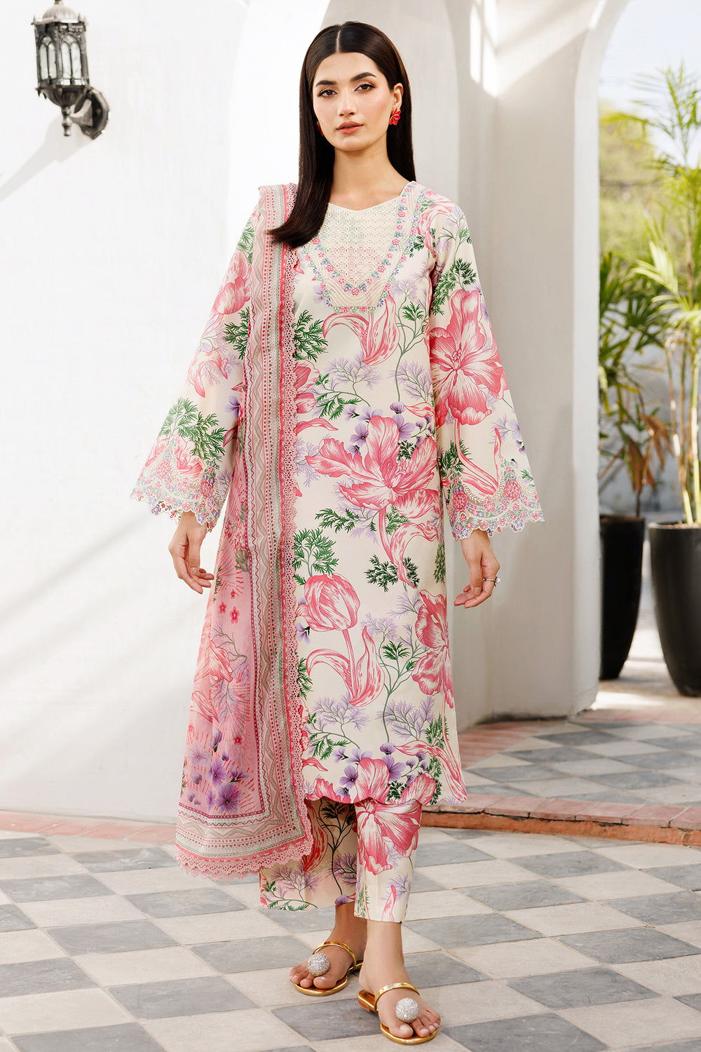 Farasha | Printed Essentials | Ivory Petal - by Libasekhas UK - Registered Vendor of : Farasha - 100% Original Designer Dress