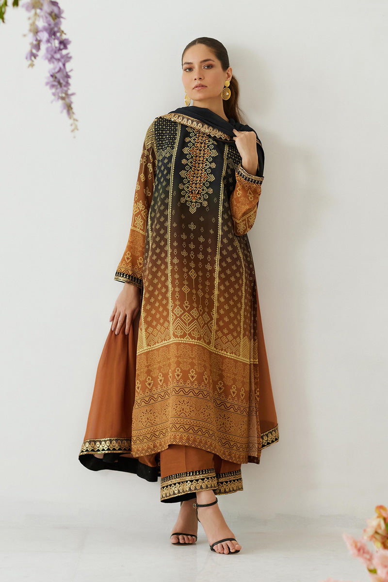 Mina Hasan | Signature Pret | Ombre Chunri - by Libasekhas - Registered Vendor of : Mina Hasan - 100% Original Designer Dress