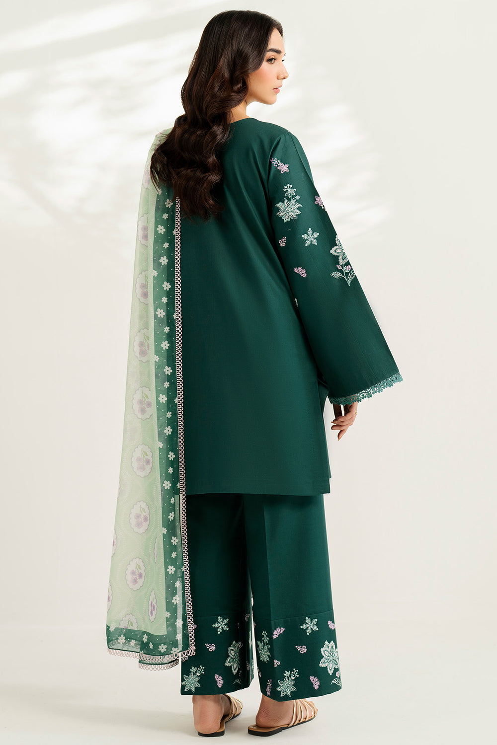 Farasha | Thread Lines Embroidered | Turquoise Bliss - by Libasekhas UK - Registered Vendor of : Farasha - 100% Original Designer Dress