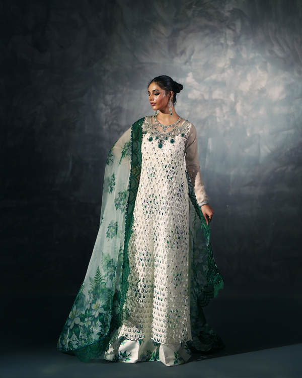 Vasal | Zyra Luxe Pret 26 | Emerald Whisper - by Libasekhas UK - Registered Vendor of : Vasal - 100% Original Designer Dress