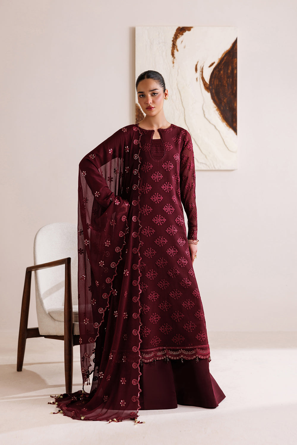 Farasha | Chiffon Threads 26 | Crimson Grace - by Libasekhas UK - Registered Vendor of : Farasha - 100% Original Designer Dress