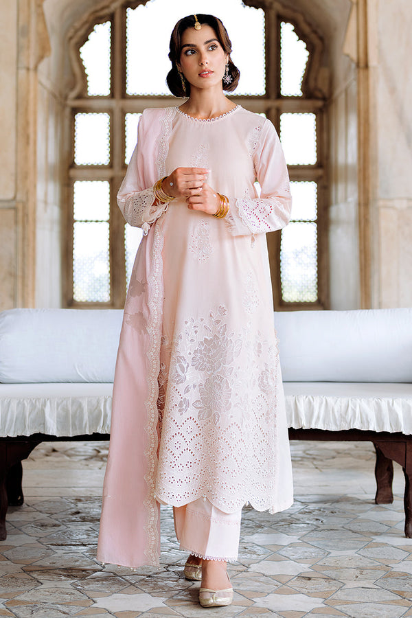 Cross Stitch | Eid Lawn Edit 25 | PEACH BLUSH - by - Libasekhas UK - Registered Vendor of : Cross Stitch - 100% Original Designer Dresss