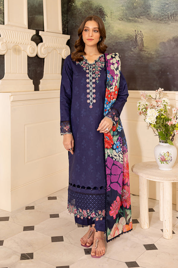Farasha | Seraya Lawn 24 | INDIGO - by - Libasekhas UK - Registered Vendor of : Farasha - 100% Original Designer Dresss