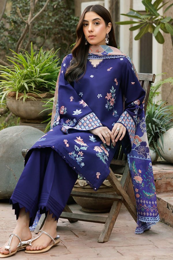Farasha | Summer Weaves Embroidered Lawn | Indigo Glow - by - Libasekhas UK - Registered Vendor of : Farasha - 100% Original Designer Dresss