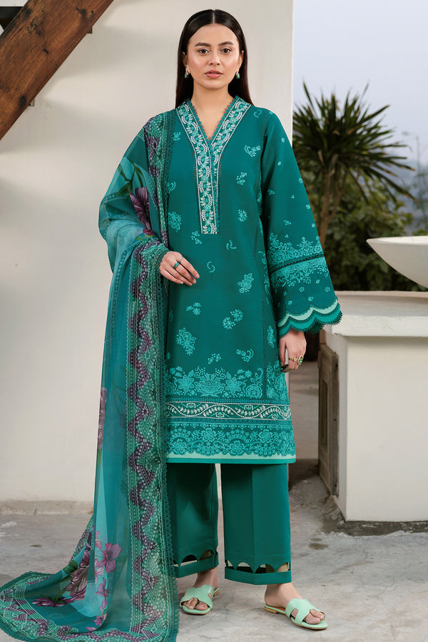 Farasha | Summer Weaves Embroidered Lawn | Dewy Teal - by - Libasekhas UK - Registered Vendor of : Farasha - 100% Original Designer Dresss