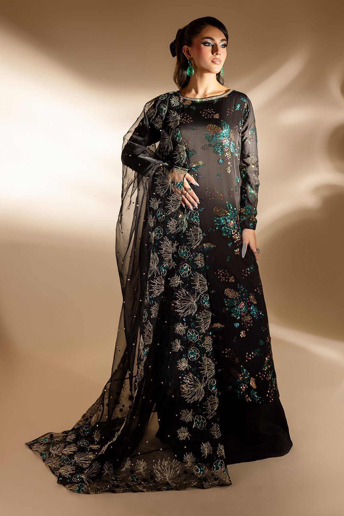 Nureh | Tiny Twinkles | TW-02 GOLDEN STARDUST - by - Libasekhas UK - Registered Vendor of : Nureh - 100% Original Designer Dresss