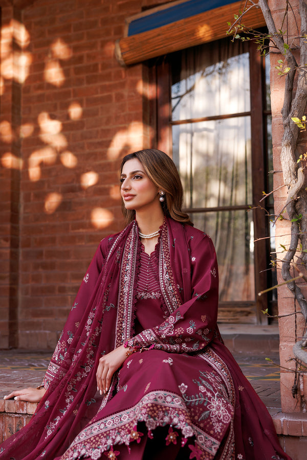 Farasha | Dastoor Embroidered Lawn SS24 | RUBY GLAM - by - Libasekhas UK - Registered Vendor of : Farasha - 100% Original Designer Dresss