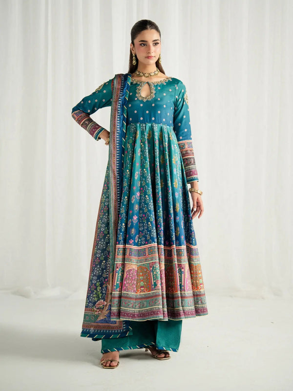 Gulaal | Aira Printed Silk | Azure - by Libasekhas UK - Registered Vendor of : Gulaal - 100% Original Designer Dress