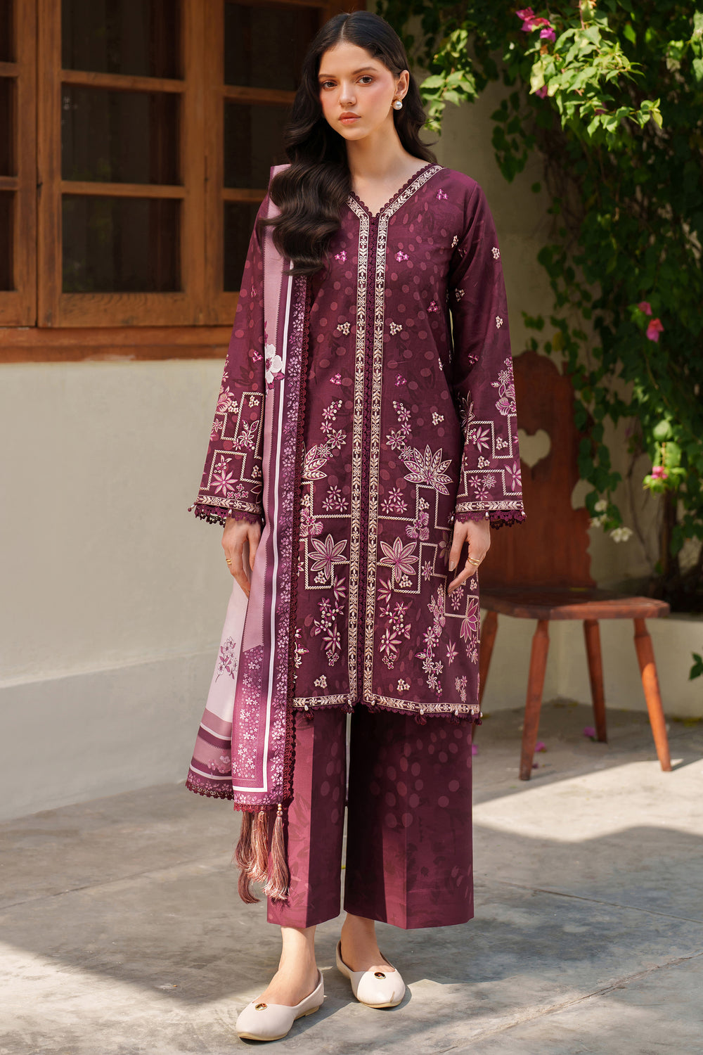 Farasha | Meline Premium Viscose 25 | Mauve Cream - by Libasekhas UK - Registered Vendor of : Farasha - 100% Original Designer Dress