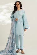 Farasha | Thread Lines Embroidered | Ash Mist - by Libasekhas UK - Registered Vendor of : Farasha - 100% Original Designer Dress