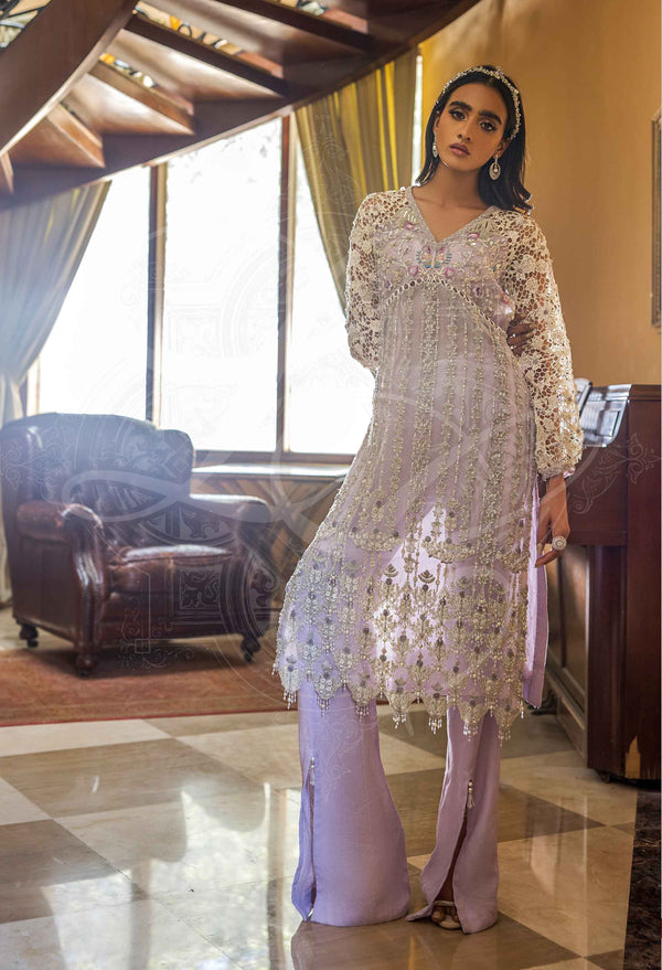 Layla Chatoor | Luxury Pret | Purple Tunic With Long Pants - by Libasekhas UK - Registered Vendor of : Layla Chatoor - 100% Original Designer Dress