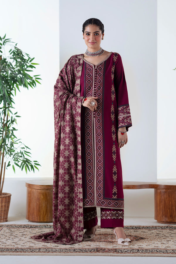 Maryum N Maria | Noore Winters 25 | 3 Piece Embroidered Khaddar MALALAI - FSU5670 - by Libasekhas UK - Registered Vendor of : Maryum N Maria - 100% Original Designer Dress