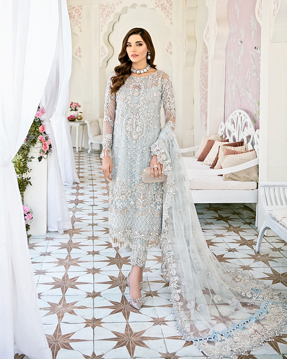 Gulaal | Wedding Formals | Avenir Embroidered Net 3-Piece Suit WS-01 - by - Libasekhas UK - Registered Vendor of : Gulaal - 100% Original Designer Dresss