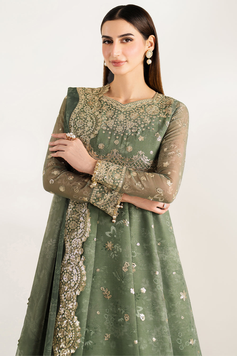 Farasha | Fiorella Formals | Olive Aura - by Libasekhas UK - Registered Vendor of : Farasha - 100% Original Designer Dress